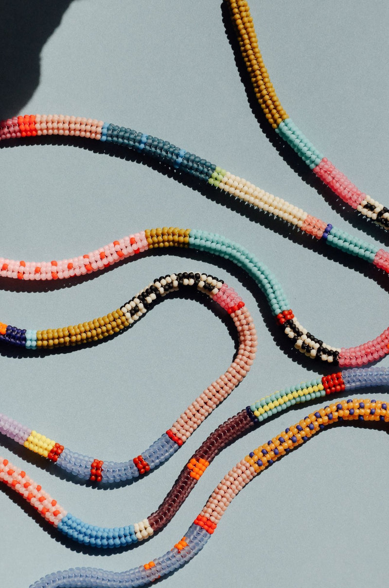 Cuerda One of a Kind Beaded Necklace Necklaces Kisiwa 