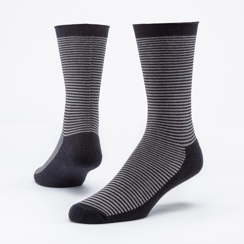 Cushion Unisex Crew Socks - Single Socks Maggie's Organics M Black Stripe 