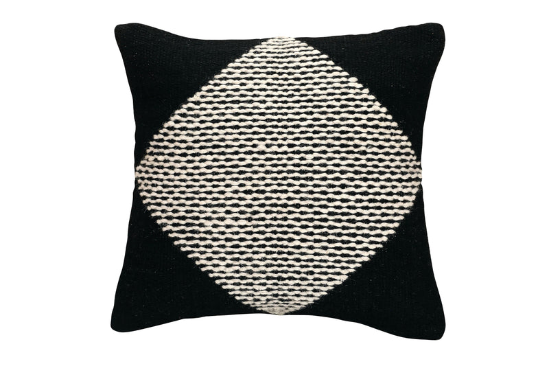 Diagonal Stripe Wool Throw Pillow Cover Throw Pillows Casa Amarosa Black 