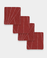 Embroidered Fabric Coaster Set Coasters Anchal Rust 