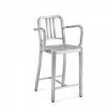 Emeco Navy® Counter Stool With Arms Emeco Brushed