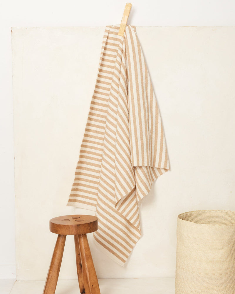 Everyday Organic Cotton Bath Towel Towels Minna Single Fawn Stripe 