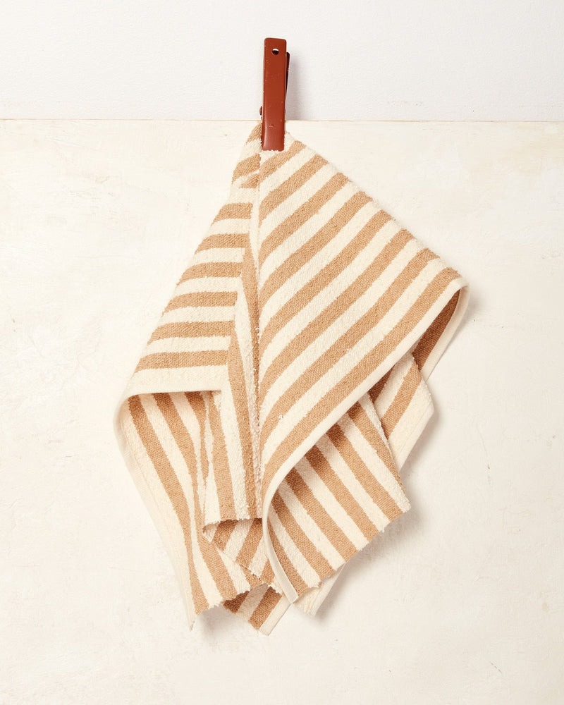 Everyday Organic Cotton Hand Towel Towels Minna Set of 2 Fawn Stripe 