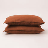French Linen Pillowcase Set Pillowcases Looma Queen Terracotta 