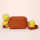 Gala Apple Leather Crossbody Camera Bag Crossbody Bags Allégorie Brown 