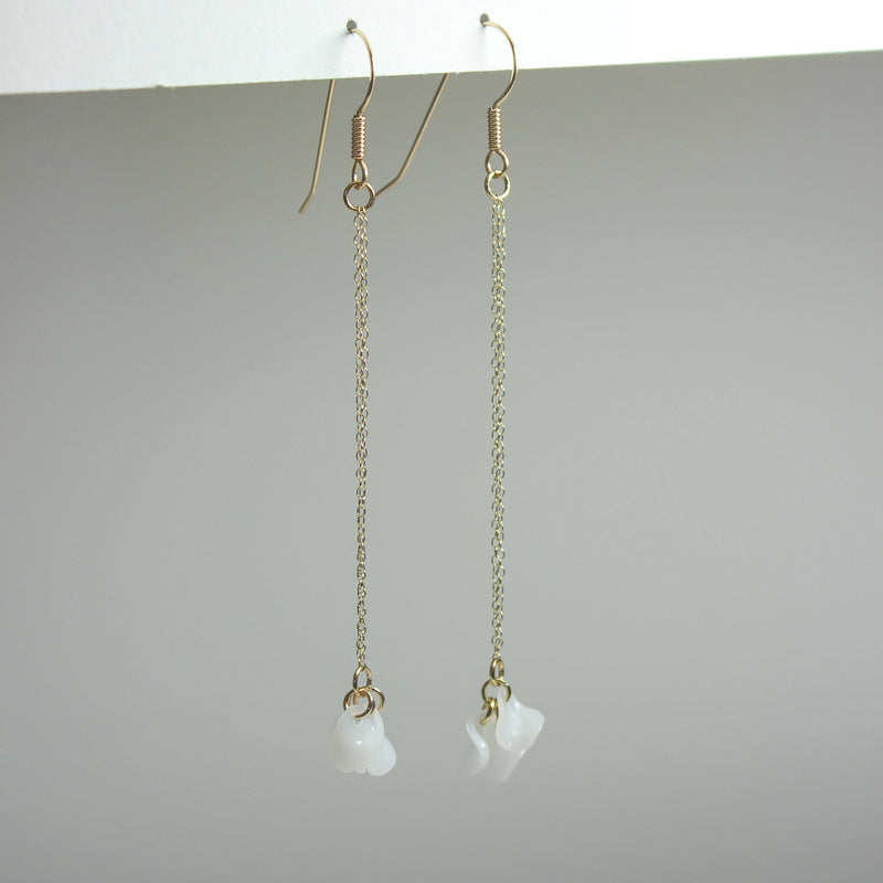 Giulia Letzi + META Jewelry Pendant Earrings with 14k Gold Filled Chain • White Charm • Sustainable Pendant • Minimalist Earrings With Chain+Charm • Elegant Pendant Dangle & Drop Earrings Giulia Letzi + META Jewelry 