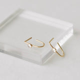Gold Recycled Hoop - White Topaz Earrings Sara Patino Jewelry Mini 