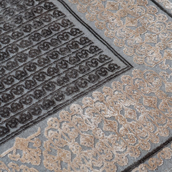 Grey Arabesque Hand-knotted Wool Carpet Rug Kiliim 