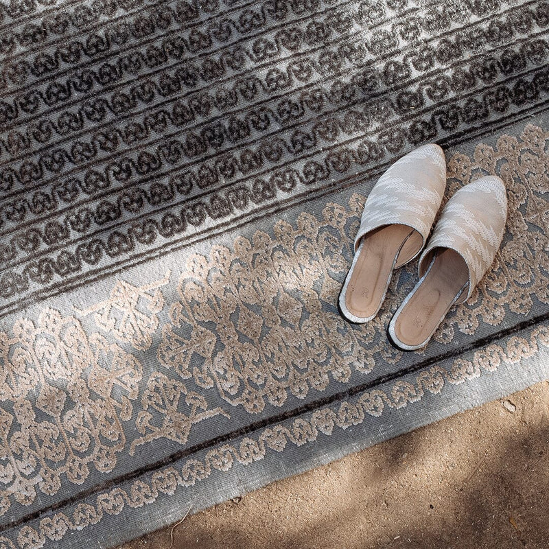 Grey Arabesque Hand-knotted Wool Carpet Rugs Kiliim 