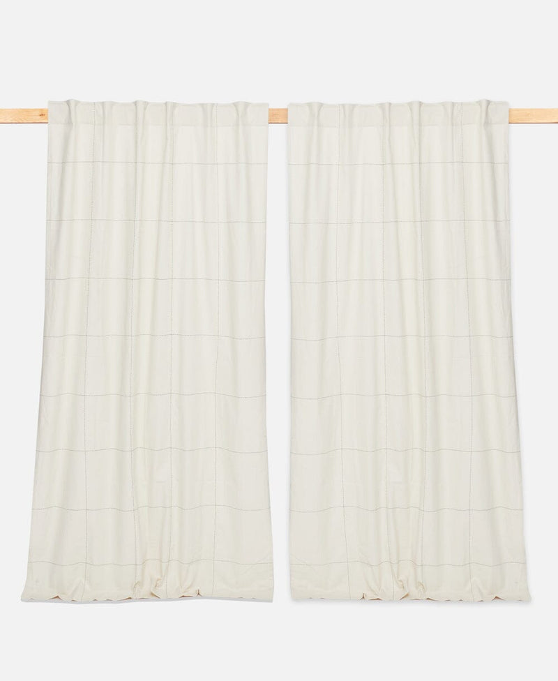 Grid-Stitch Curtain Panel Curtains Anchal 