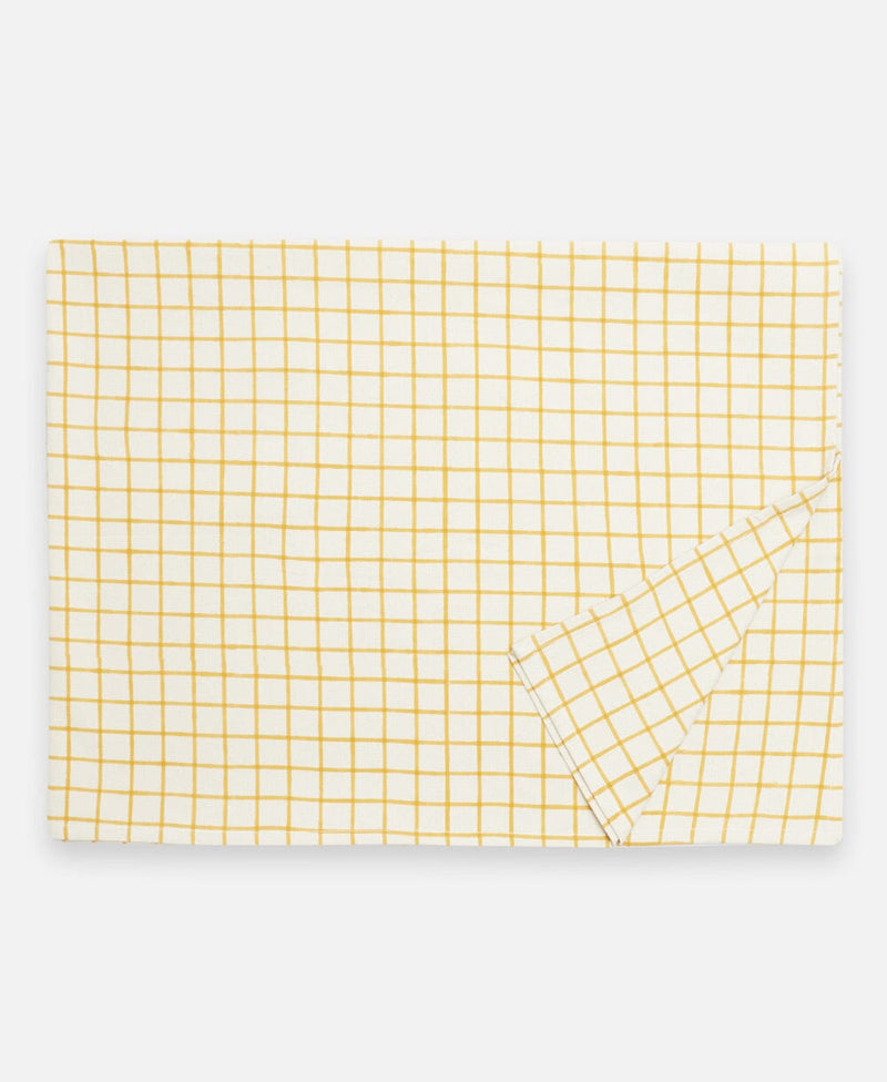 Grid Tablecloth Tablecloths + Runners Anchal Mustard 