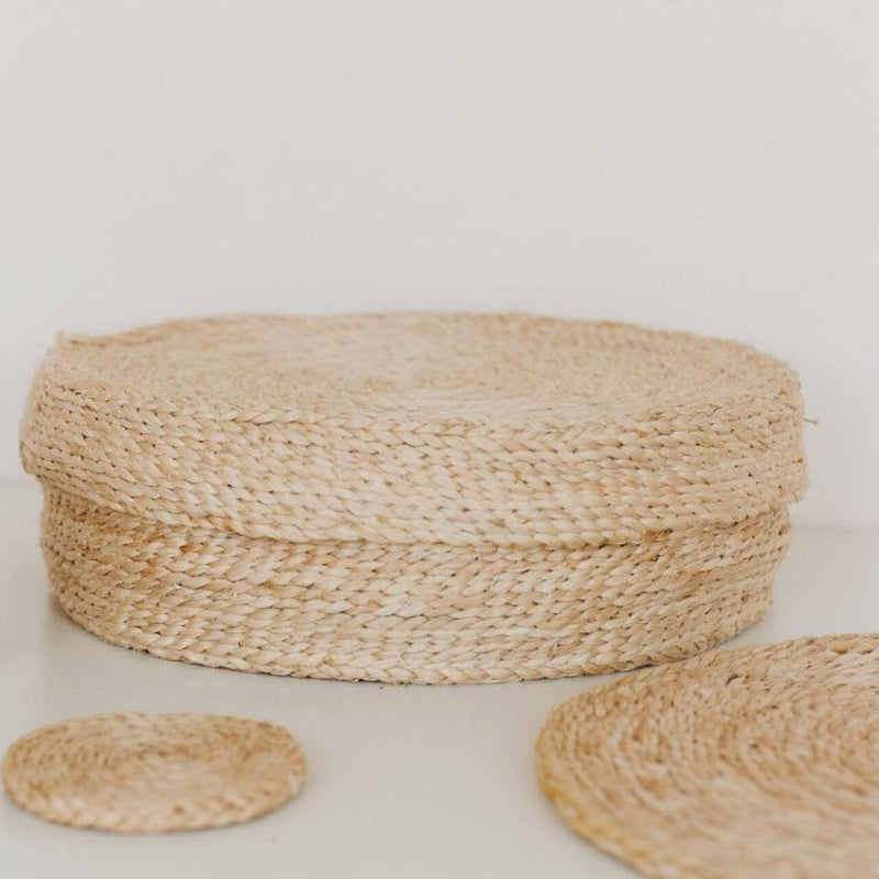 Handwoven Jute Round Placemats Set Placemats Will & Atlas 