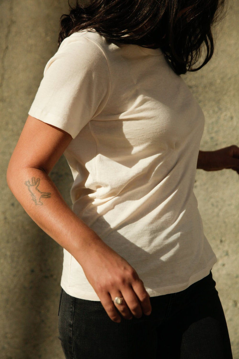 Harvest & Mill Women's Organic Crew Tee in Natural Harvest & Mill