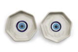 Hexagon Evil Eye Ceramic Plate Set Decorative Plates + Discs Casa Amarosa 