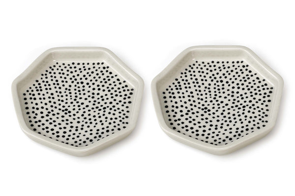Hexagon Polka Dot Ceramic Plate Set Decorative Plates + Discs Casa Amarosa 