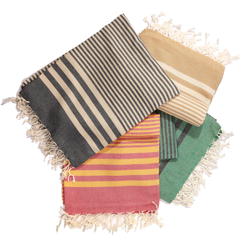 Hilana: Upcycled Cotton Fethiye Striped Turkish Towel - Beige TOWEL Hilana: Upcycled Cotton 