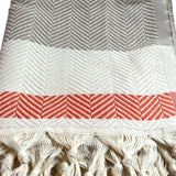 Hilana: Upcycled Cotton Pipa Sustainable Hand-loomed Throw Blanket - Beige BLANKET THROW Hilana: Upcycled Cotton 
