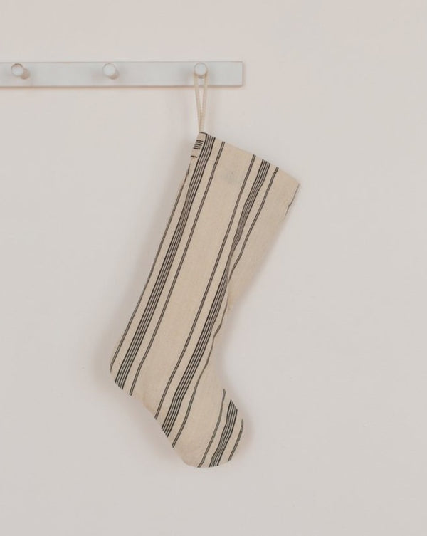 Holiday Stocking - Natural Cotton Ticking Stripe Wall Decor Will & Atlas 