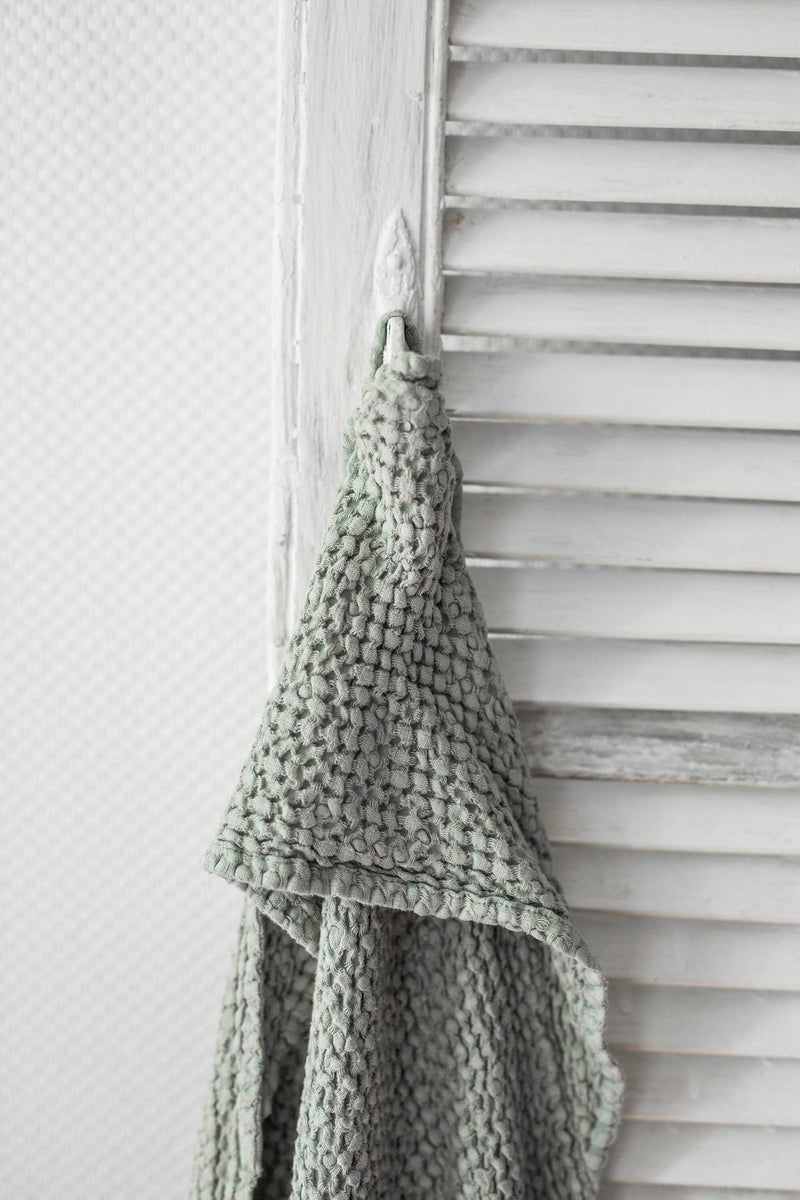 Hooded Baby Linen Towel Towels AmourLinen Sage Green 
