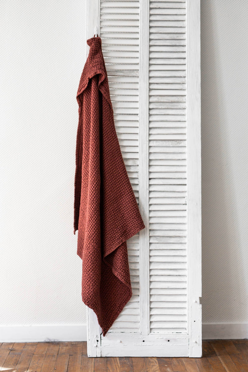 Hooded Baby Linen Towel Towels AmourLinen Terracotta 