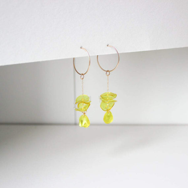 Illuminating Upcycled Chain Drop Earrings - Yellow Giulia Letzi + META Jewelry 