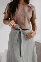 Iris Linen Wrap Skirt Skirts AmourLinen 
