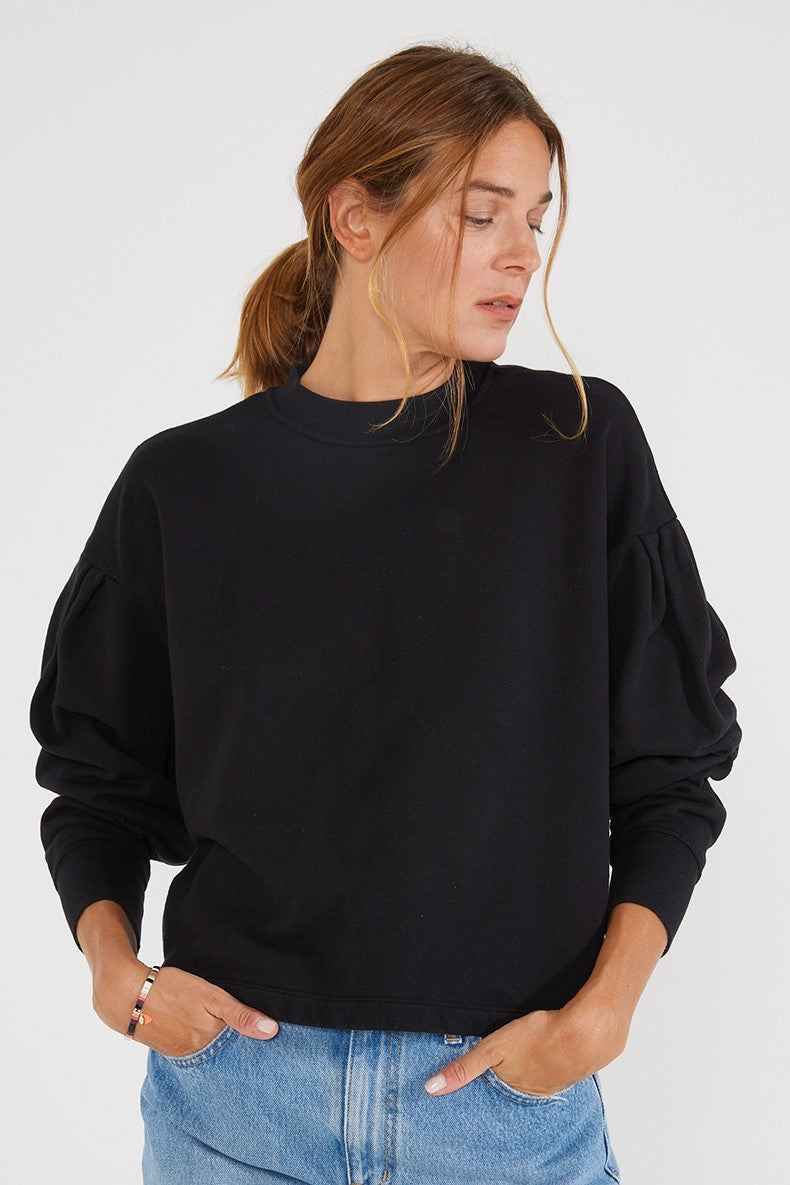 Jael Pleat Sleeve Sweatshirt Sweatshirts + Hoodies ÉTICA XS Black Beauty 