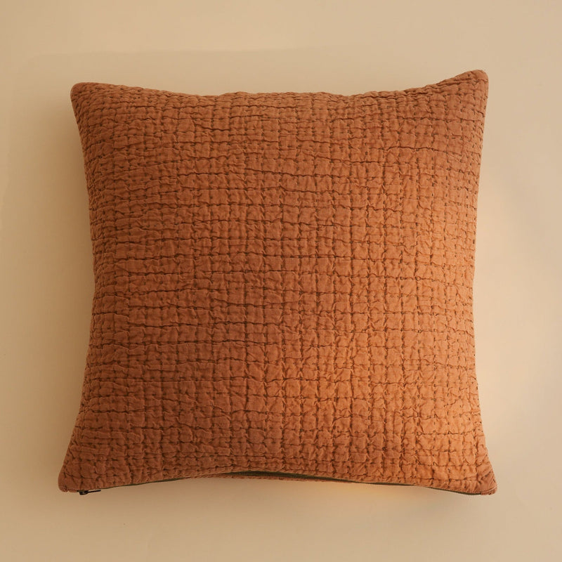 Jasper Quilted Hemp Throw Pillow Shams Evenfall Copper Cover Only 