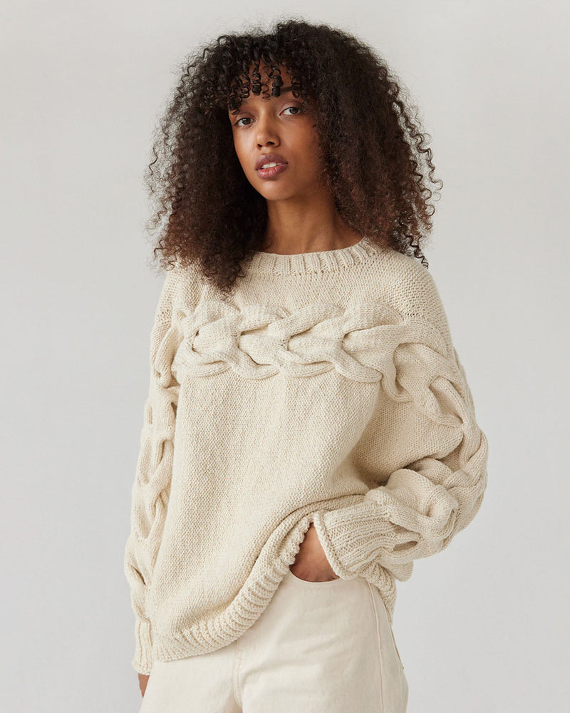 Jūra Alpaca Wool Sweater Cardigans + Sweaters The Knotty Ones S Oat Milk 