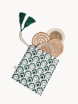 Jute and Seagrass Coaster Gift Set Coasters Korissa Green Pouch 
