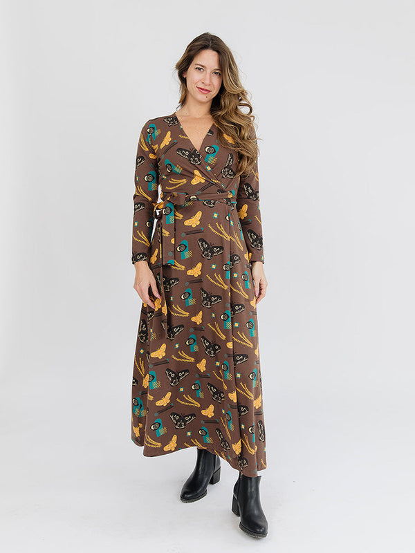 Katie Autumn Quilt Maxi Wrap Dress Dresses Mata Traders 