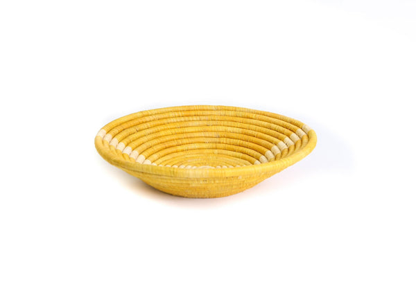 KAZI 12" Large Mustard Striped Round Basket Fruit Baskets KAZI 