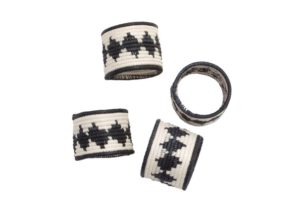 KAZI Black + White Napkin Rings, Set of 4 Napkin Accessories KAZI 
