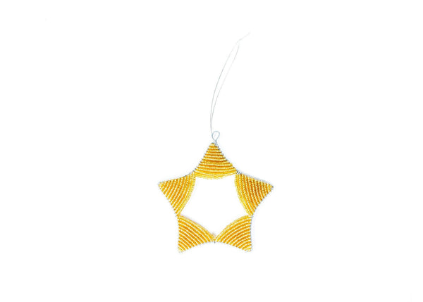 KAZI Gold Beaded Star Ornament Ornaments KAZI 