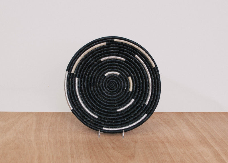 KAZI Medium Silver Black Spiral Basket KAZI