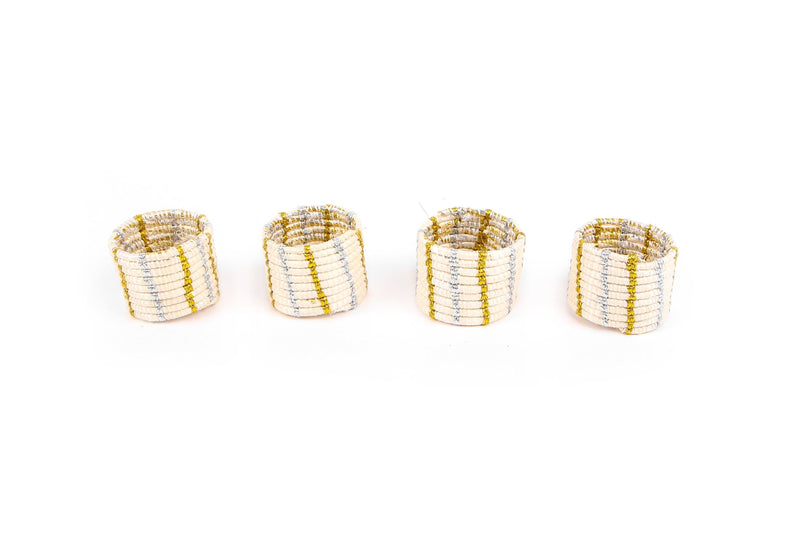 KAZI Metallic Gold + Silver Napkin Rings, Set of 4 Napkin Accessories KAZI 