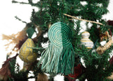 KAZI Mist & Teal Fringed Disc Ornament Ornaments KAZI 