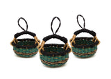 KAZI Petite Blue Bolga Basket Ornaments, Set of 3 Ornaments KAZI 