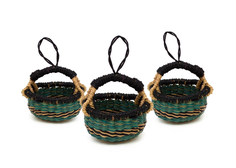 KAZI Petite Blue Bolga Basket Ornaments, Set of 3 Ornaments KAZI 