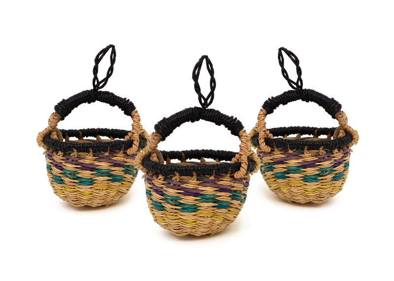 KAZI Petite Bolga Basket Ornaments, Set of 3 Ornaments KAZI 