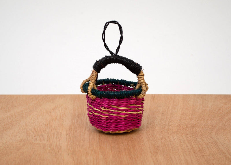 KAZI Petite Pink Bolga Basket Ornaments, Set of 3 Ornaments KAZI 
