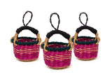 KAZI Petite Pink Bolga Basket Ornaments, Set of 3 Ornaments KAZI 