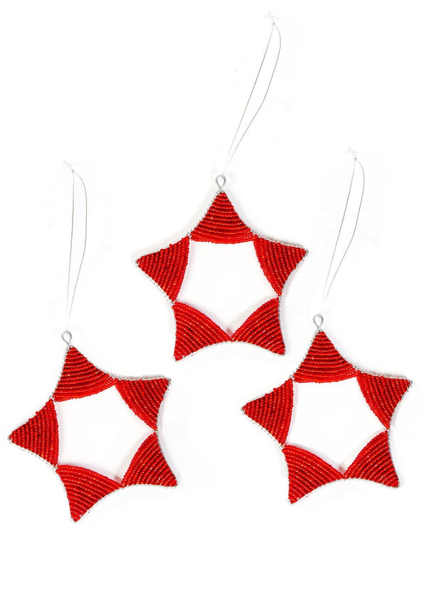 KAZI Red Beaded Star Ornament Ornaments KAZI 