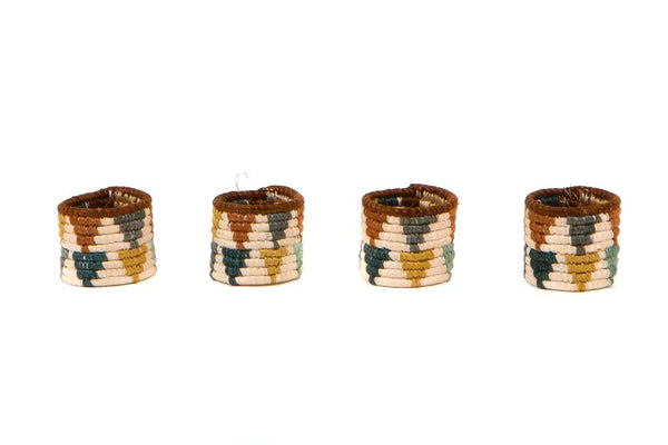 KAZI Sand + Hunter Green Napkin Rings, Set of 4 Napkin Accessories KAZI 