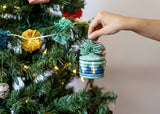 KAZI Teal + Mist Pom Pom Basket Ornament Ornaments KAZI 
