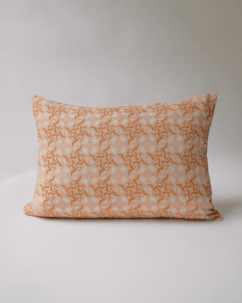 Khushi Linen Throw Pillow Cover Throw Pillows Soil to Studio 14 x 20" Pastel Pink 