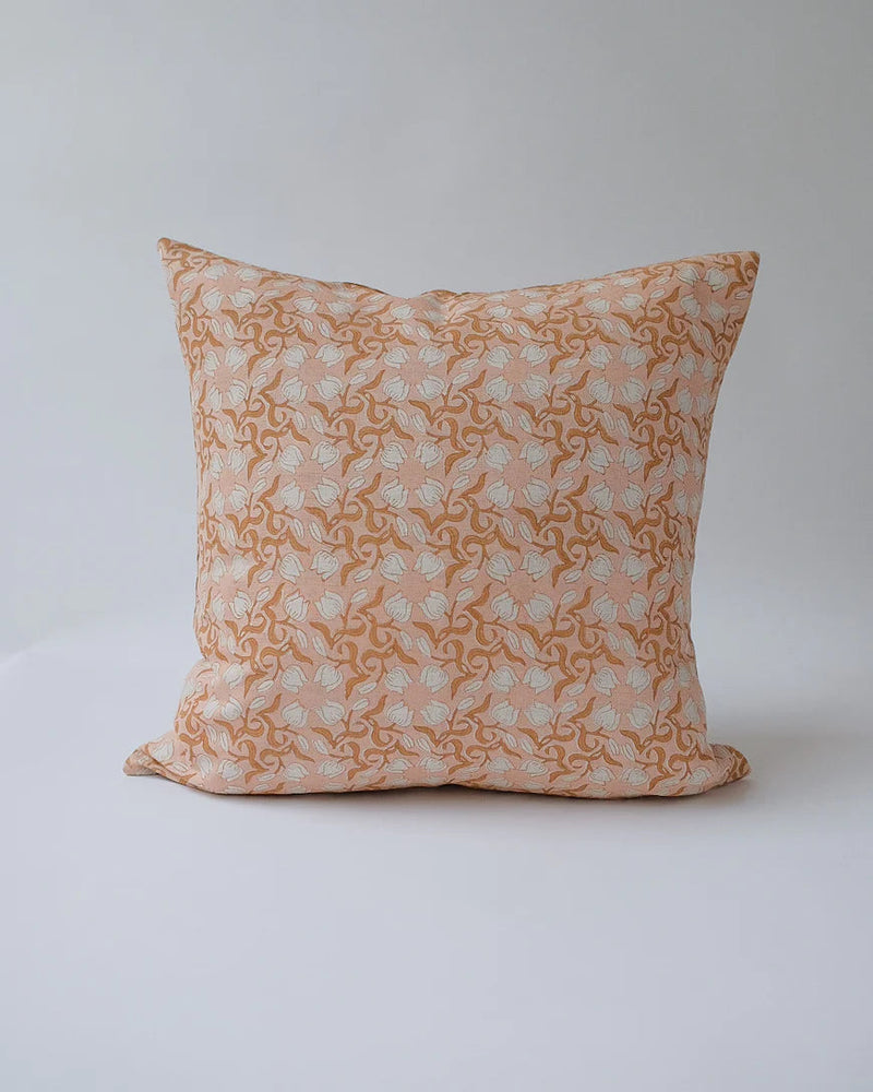 Khushi Linen Throw Pillow Cover Throw Pillows Soil to Studio 18 x 18" Pastel Pink 