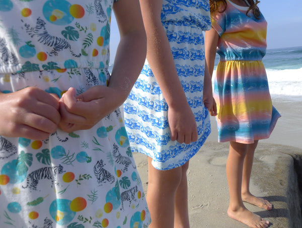 Kids' Short Sleeve Dress - Hello Fun Wave Kids Honey Cake Tiger 