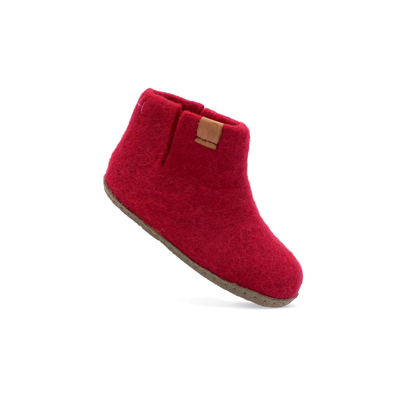 Kids' Wool Bootie with Leather Sole Baby Booties Baabushka 26 (Little kids 9.5) Red 