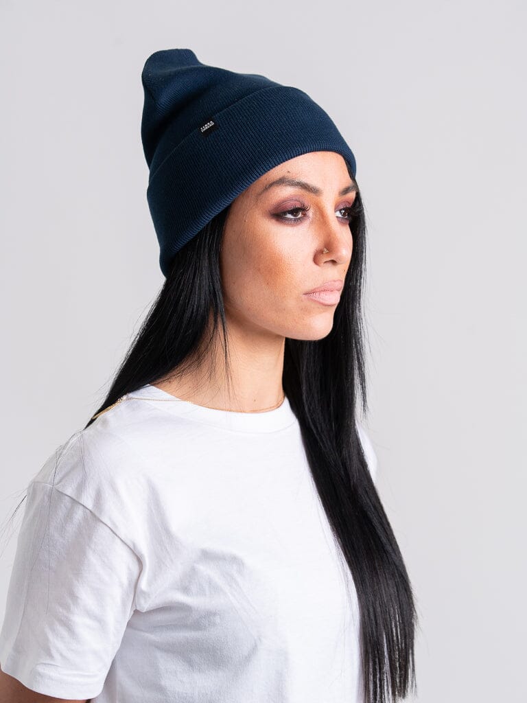 Knitted Unisex Beanie Hats + Visors Terra Thread Navy Blue 